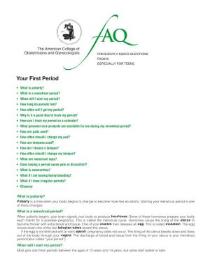 FAQ049 -- Your First Period