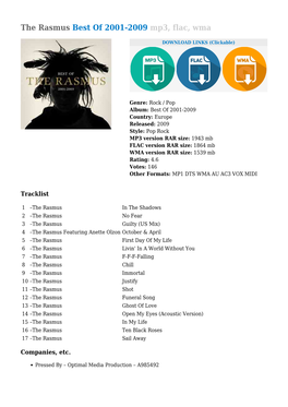 The Rasmus Best of 2001-2009 Mp3, Flac, Wma