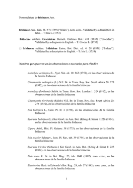 Nomenclatura De Iridaceae Juss