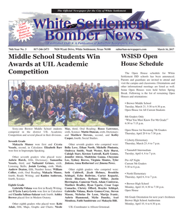 WSISD Open House Schedule Middle School Students Win Awards at UIL