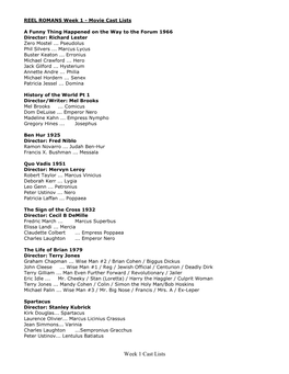 Week 1 Cast Lists