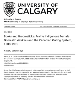 Books and Broomsticks: Prairie Indigenous Female Domestic Workers and the Canadian Outing System, 1888-1901