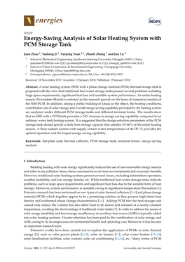 Energy-Saving Analysis of Solar Heating System with PCM Storage Tank