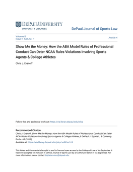 How the ABA Model Rules of Professional Conduct Can Deter NCAA Rules Violations Involving Sports Agents & College Athletes