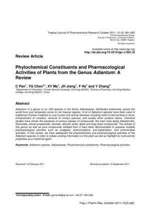 Phytochemical Constituents and Pharmacological Activities of Plants from the Genus Adiantum : a Review