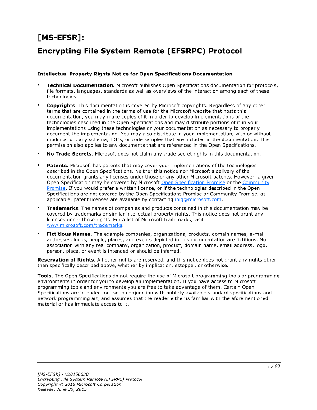 [MS-EFSR]: Encrypting File System Remote (EFSRPC) Protocol