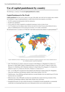 Use of Capital Punishment by Country 1 Use of Capital Punishment by Country