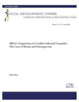 MIGA's Experience in Conflict-Affected Countries The