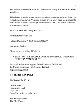 Poems of Henry Van Dyke, by Henry Van Dyke