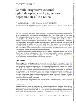 Chronic Progressive External Ophthalmoplegia and Pigmentary Degeneration of the Retina
