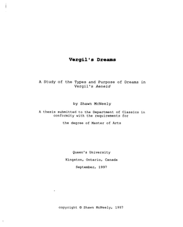 A Study of the Types and Purpose of Dreams in Vergil's Aeneid By