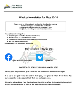 Weekly Newsletter for May 25-31