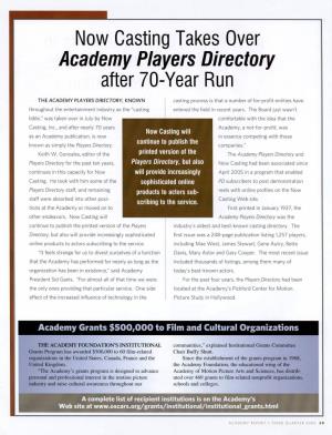Academy Players Directory