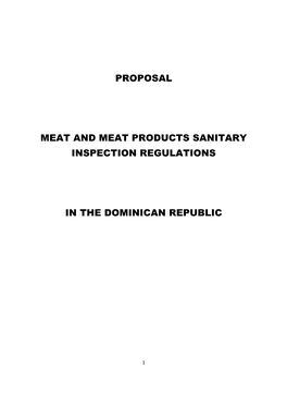 Proposal Meat and Meat Products Sanitary