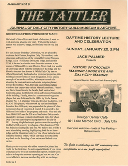 Daytime History Lecture and Celebration Sunday, January 20,2 Pm Jack Palmer