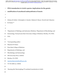 DNA Transduction in Sodalis Species: Implications for the Genetic