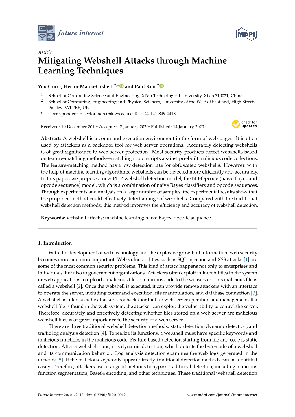 Mitigating Webshell Attacks Through Machine Learning Techniques