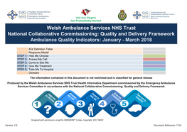 Welsh Ambulance Services NHS Trust National Collaborative Commissioning: Quality and Delivery Framework Ambulance Quality Indicators: January - March 2018