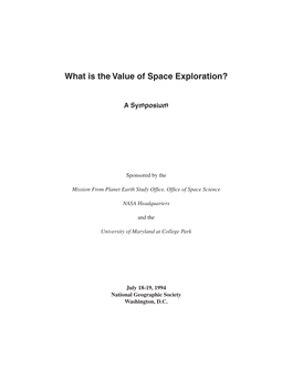 Value of Space Exporation