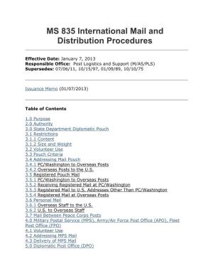 MS 835 International Mail and Distribution Procedures