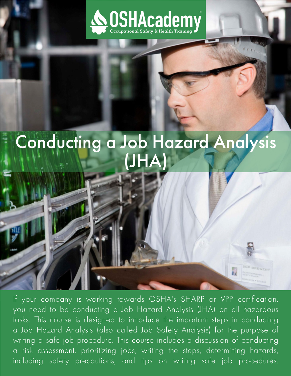 Conducting a Job Hazard Analysis (JHA)