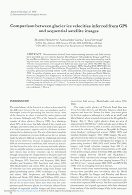 Cotnparison Between Glacier Ice Velocities Inferred Frotn GPS and Sequential Satellite Itnages