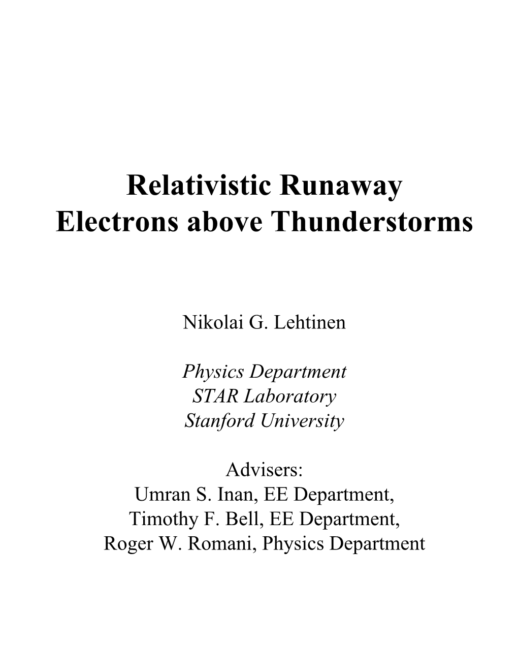 Relativistic Runaway Electrons Above Thunderstorms