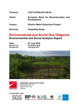 Environmental and Social Due Diligence Environmental and Social Analysis Report