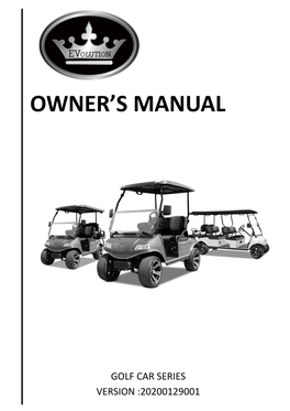 Evolution Owner's Manual Golf Car Series-2020