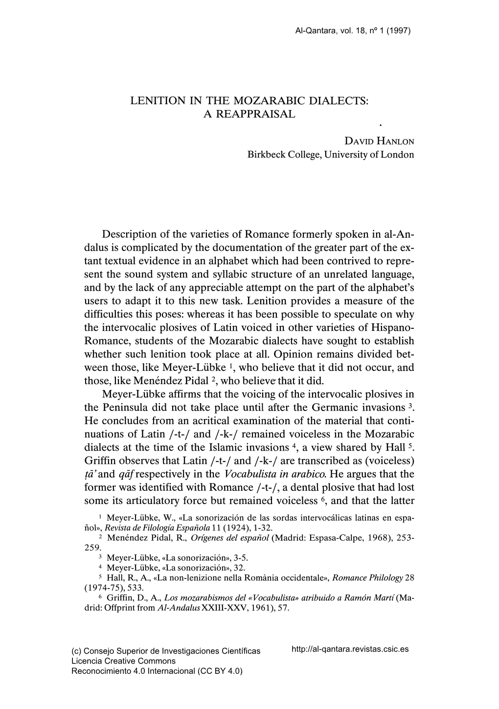 Lenition in the Mozarabic Dialects: a Reappraisal