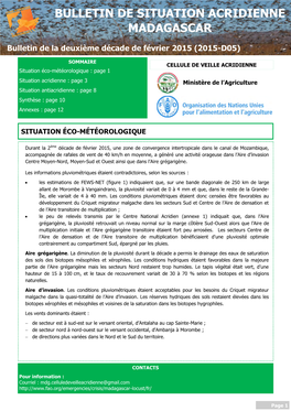 Bulletin De Situation Acridienne Madagascar