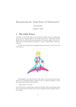 Remembering the “Little Prince of Mathematics”