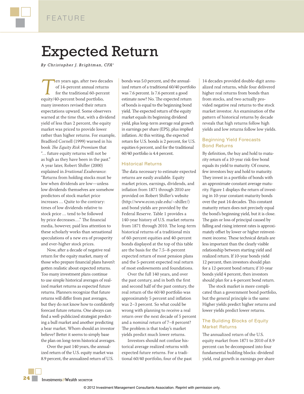 Expected Return by Christopher J