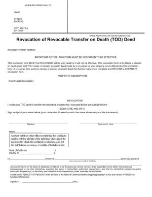 Revocation of Revocable Transfer on Death (TOD) Deed