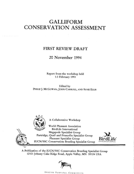 Galliform Conservation Assessment