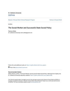 The Social Worker and Successful State Social Policy