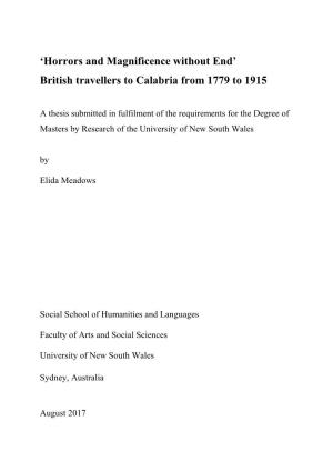 British Travellers to Calabria from 1779 to 1915