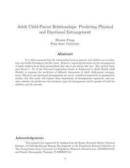 Adult Child-Parent Relationships: Predicting Physical and Emotional Estrangement