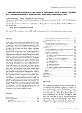 A Molecularly Based Phylogeny Reconstruction of Mushroom Corals