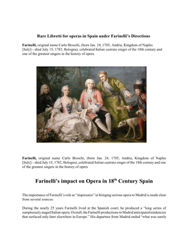 Farinelli's Impact on Opera in 18Th Century Spain