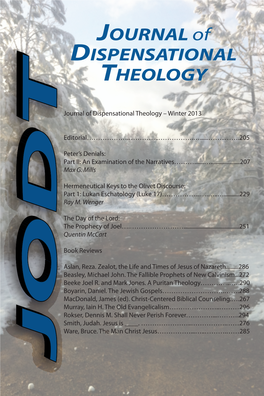 JOURNAL of DISPENSATIONAL THEOLOGY