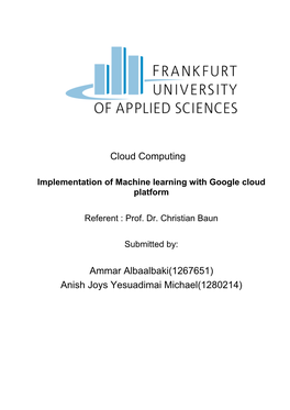 Implementation of Machine Learning with Google Cloud Platform