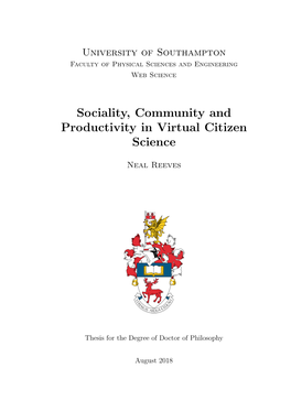 Sociality, Community and Productivity in Virtual Citizen Science