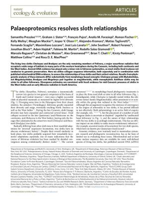 Palaeoproteomics Resolves Sloth Relationships