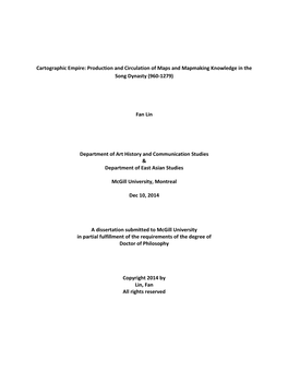 Production and Circulation of Maps and Mapmaking Knowledge in the Song Dynasty (960-1279)