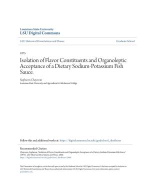 Isolation of Flavor Constituents and Organoleptic Acceptance of a Dietary Sodium-Potassium Fish Sauce