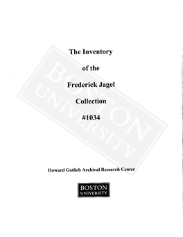 The Inventory Ofthe Frederick J Agel Collection #1034