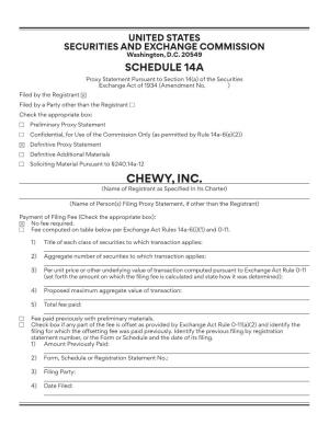 CHEWY, INC. (Name of Registrant As Specified in Its Charter)