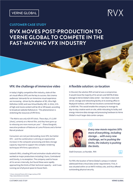 Rvx Moves Post-Production to Verne Global to Compete in the Fast-Moving Vfx Industry
