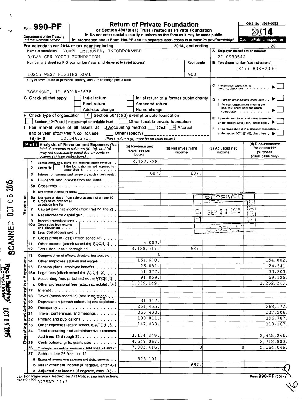 For, 990 -PF Or Section 4947 ( A)(1) Trust Treated As Private Foundation Do Not Enter Social Security Numbers on This Form As It May Be Made Public